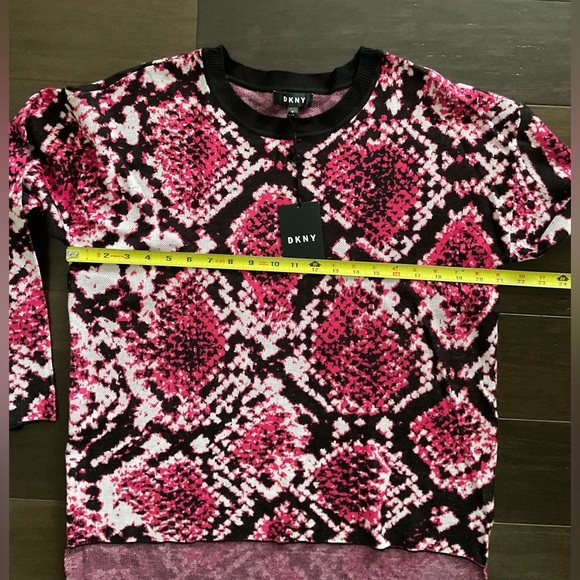 Dkny Black and Pink Graphic Long Sleeve Sweater - Picture 7 of 8